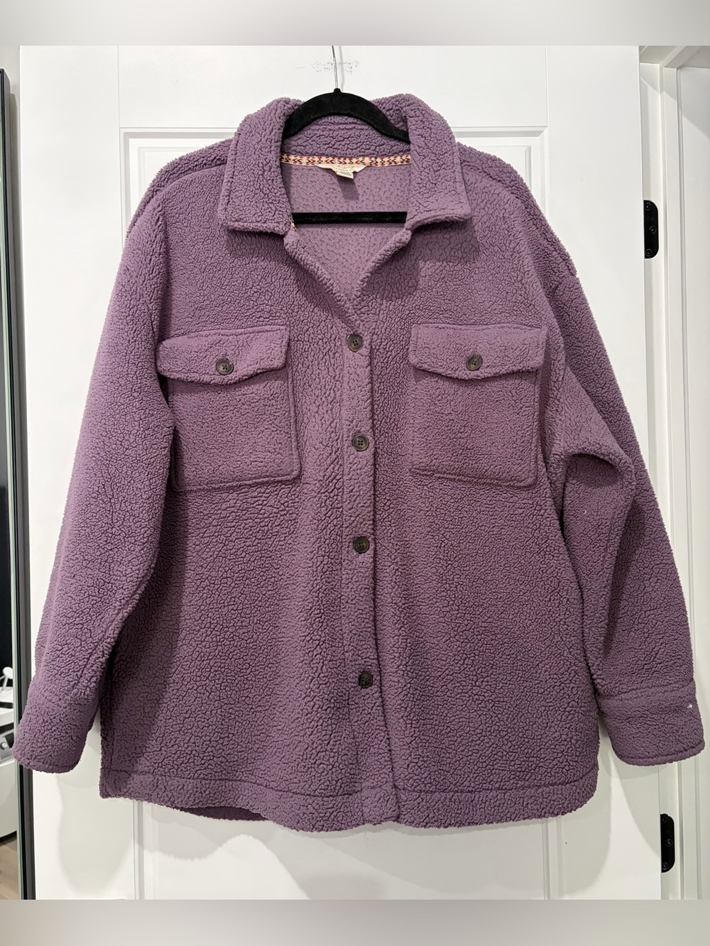 Purple Sherpa Shacket Jacket - Women